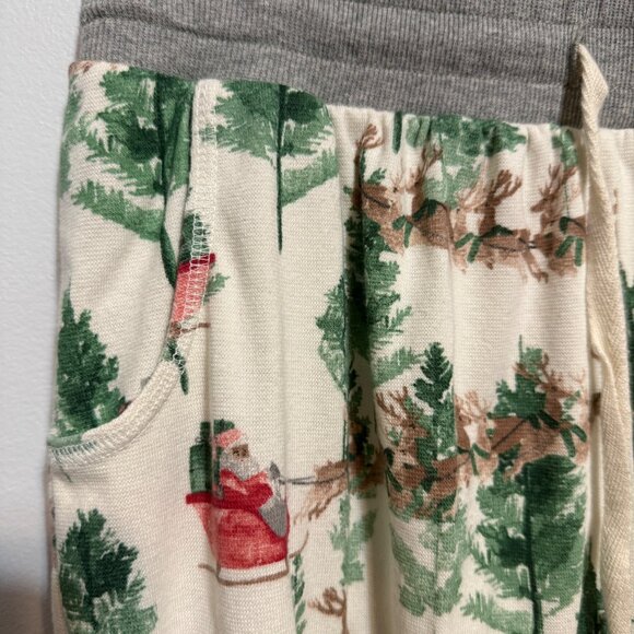 Womens Burt's Bees Santa & Reindeer Print Pajama Pants Size S Christmas Tree - Picture 2 of 7